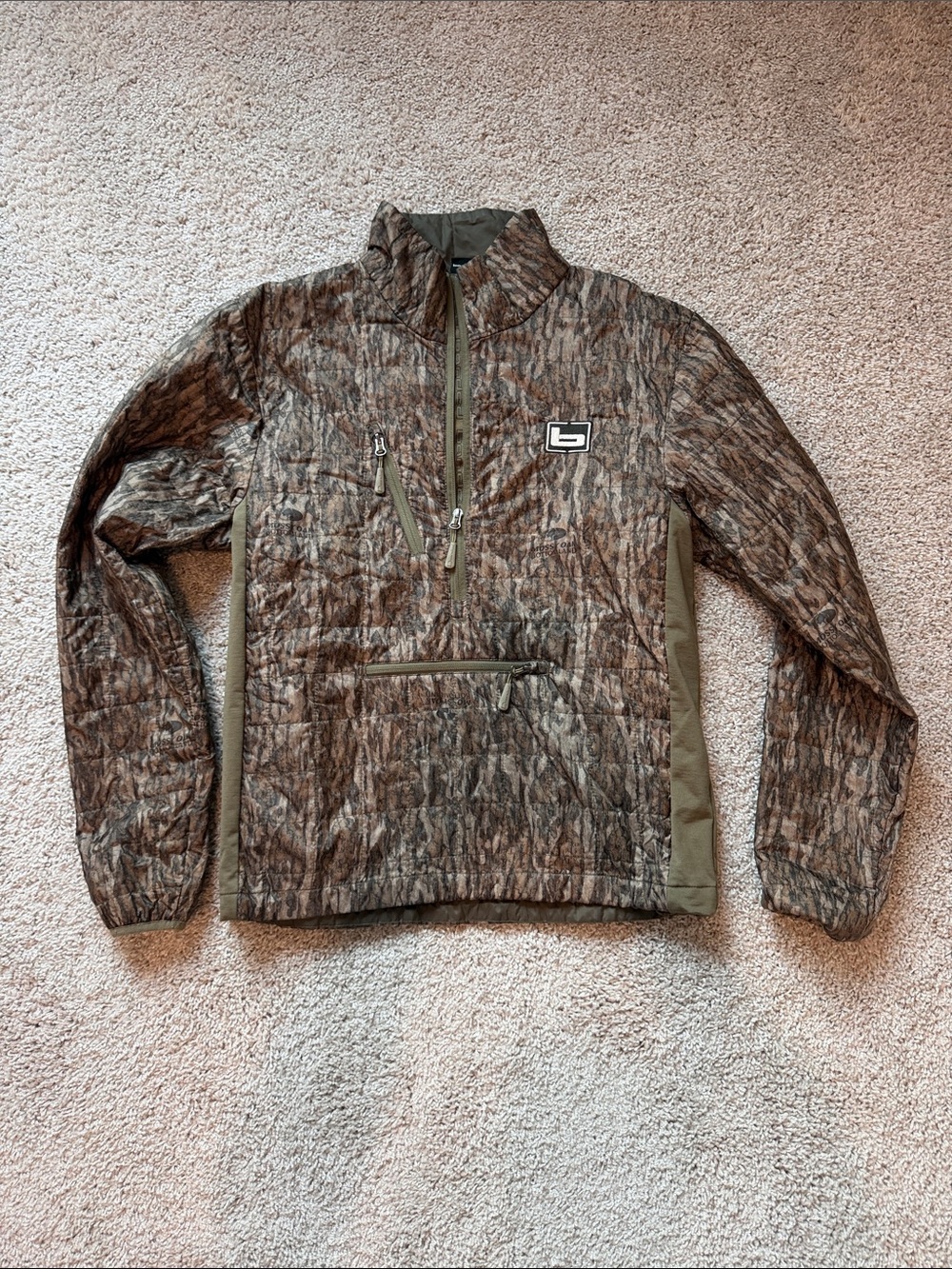 Men's Quilted Camo Pullover Jacket - Olive/Brown